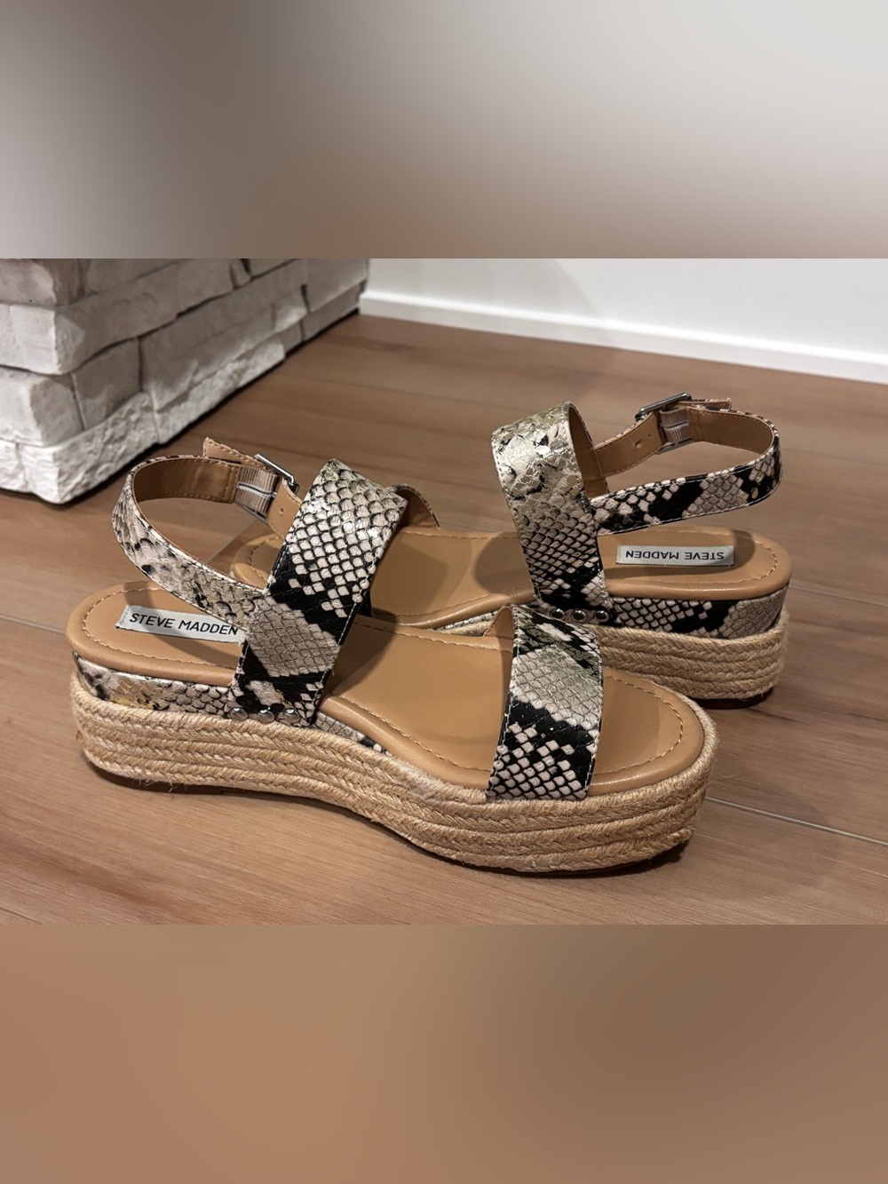 Steve Madden Snake-Print Platform Sandals